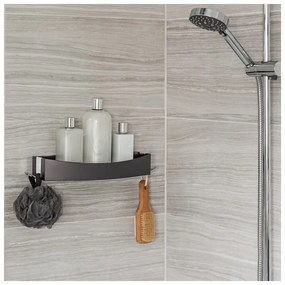 Čierna nástenná samodržiaca polička Compactor Clever Flip Shower Shelf