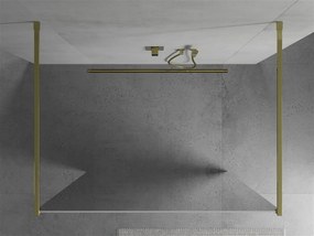 Mexen Kioto, priechodná sprchová zástena 120 x 200 cm, 8mm sklo vzor zrkadlo, 2x zlatá stabilizačná rozpera, 800-120-002-50-50