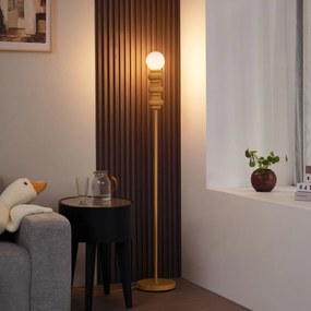 Retro stojacia lampa horčicovo žltá s matným sklom - Fedde