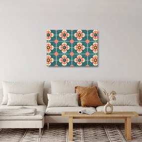 Sklenený obraz - Retro vzor s kvetmi (70x50 cm)