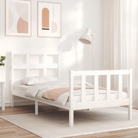 Rám postele s čelom biely 100x200 cm masívne drevo 3193002