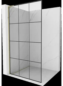 Mexen Kioto L sprchová stena Walk-in 110 x 200 cm, čierny vzor, zlatá - 800-110-103-50-77