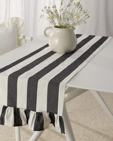 Bežec s volánom 40x160 cm farba produktu čierna látka vzorované