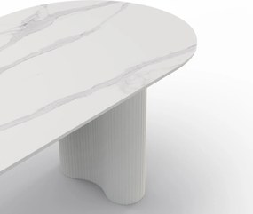 Jídelní oválný stůl Ribeira 180 cm bílý/mramor