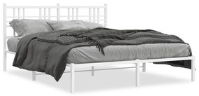 Kovový rám postele s čelom biely 150x200 cm 376375