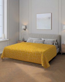 Prehoz na posteľ 220x260 cm farba produktu žltá látka zapletaná, vzorované