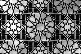 Tapeta orientálna mozaika v čiernobielom - 300x200