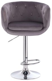 LuxuryForm DESIGN Barová stolička MONTANA VELUR na striebornom tanieri - šedá