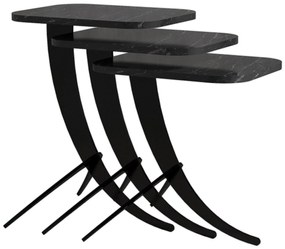 Odkladací stolík Pion Black Marble, 3 ks