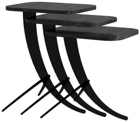 Odkladací stolík Pion Black Marble, 3 ks