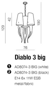 Kovový luster Diablo 3 Big biele
