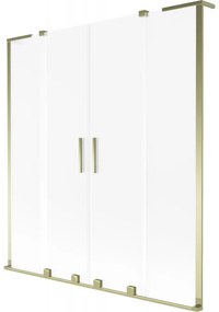Mexen Velar L Duo, 2-krídlová posuvná vaňová zástena 140 x 150 cm, 8mm sklo námraza, zlatá matná, 896-140-003-32-55