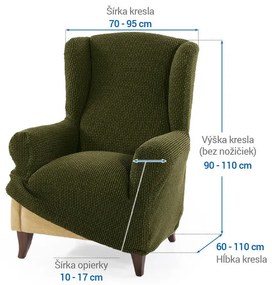 Super strečové poťahy NIAGARA zelená kreslo ušiak (š. 70 - 95 cm)