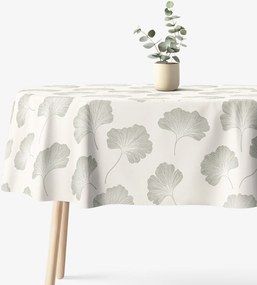 Goldea oválny obrus 100% bavlnené plátno - minimalistické lístky ginkga 140 x 280 cm