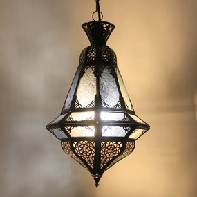 Marocká závesná lampa Houta modro - biela