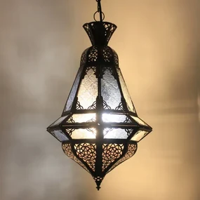 Marocká závesná lampa Houta modro - biela