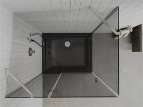Mexen Roma, sprchový kút s krídlovými dverami 100 (dvere) x 80 (stena) cm, 6mm šedé sklo, chrómový profil + slim sprchová vanička čierna + chrómový sifón, 854-100-080-01-40-4070