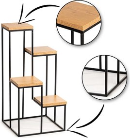 STOJAN NA KVETINÁČ KASKADA 70X34X34 CM ČIERNA/HNEDÁ