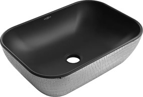 Mexen Rita, umývadlo na dosku 45x32x14 cm, čierna matná-strieborný vzor, 21084572