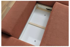 Terakotová menčestrová rozkladacia/s úložným priestorom rohová pohovka Voltaire – Bobochic Paris