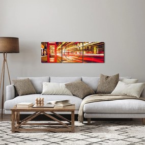 Obraz červené londýnske telefónne búdky (s hodinami) (90x30 cm)