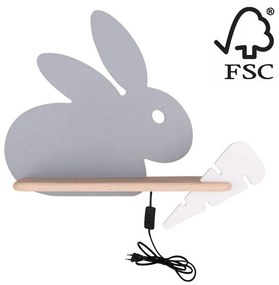 Candellux LED Detské nástenné svietidlo s poličkou RABBIT LED/4W/230V šedá/biela/drevo CA0799