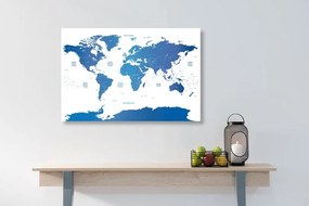 Obraz mapa sveta s jednotlivými štátmi - 120x80