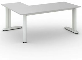 Rohový kancelársky písací stôl PRIMO FLEXIBLE, 1800 x 1400 mm, sivá