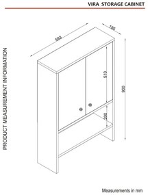 Kúpeľňová nástenná skrinka VIRA 90x59 cm biela