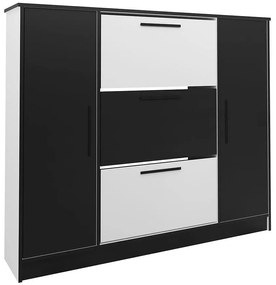 Skrinka na topánky SZNB02D biela+čierna