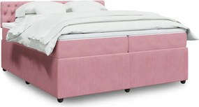 vidaXL Posteľný rám boxsping s matracom ružový200x200 cm zamat