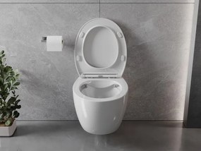 Mexen Egg, závesná WC misa Rimless s duroplastovým sedátkom s pomalým zatváraním, biela lesklá, 30245000