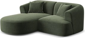 Zelená zamatová rohová pohovka (ľavý roh/s leňoškou) Campi – Cosmopolitan Design