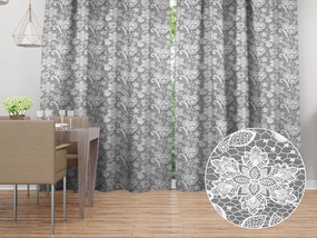 Biante Bavlnený záves Sandra SA-550 Biela krajka na sivom 150x260 cm