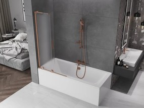 Mexen Velar L, 2-krídlová posuvná vaňová zástena 90 x 150 cm, 8mm sklo námraza, medená matná, 896-090-003-31-65