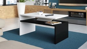 Mazzoni PRIMA biela / čierna, konferenčný stolík, čiernobiely, obdĺžnikový, lamino, moderni