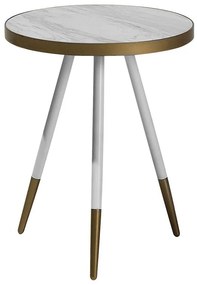 Odkladací stolík s mramorovým efektom biela/zlatá RAMONA Beliani