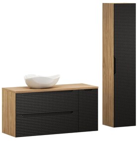 Závěsná skříňka pod umyvadlo Luxor Black s deskou 120 cm černá/dub olejovaný