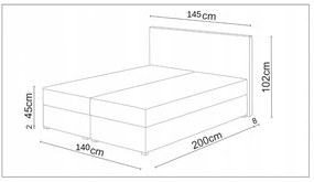 Manželská postel v eko kůží s úložným prostorem 160x200 LUDMILA - bílá / šedá