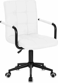 LuxuryForm DESIGN Otočná stolička VERONA BLACK na čiernej podstave s kolieskami - biela