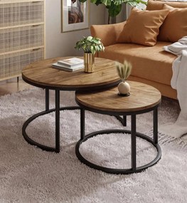 OKRÚHLY KONFERENČNÝ STOLÍK LEONARDO 2 v 1 DUB STIRLING + ČIERNY PODSTAVEC