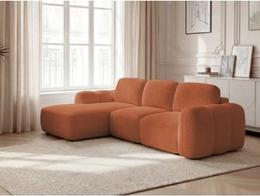 Oranžová rozkladacia/s úložným priestorom rohová pohovka z textílie buklé (ľavý roh/s leňoškou) Montaigne – Bobochic Paris