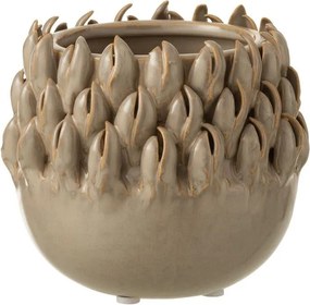 Béžovo-šedý keramický obal na kvetináč Ibiza - Ø 13*12cm