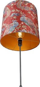 Stojaca lampa čierna tienidlo s motívom páva červené 40 cm - Parte