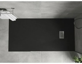 Mexen Hugo, obdĺžniková sprchová vanička SMC 180 x 80 cm, čierna, oceľová krytka, 42708018-X