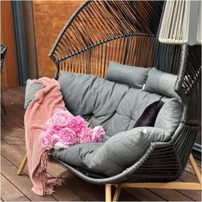 MI Dvojité ratanové kreslo HOLAND čierne