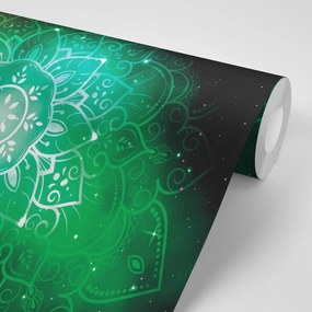 Samolepiaca tapeta zelená Mandala s galaktickým pozadím - 150x100