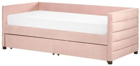 Zamatová posteľ 90 x 200 cm ružová MARRAY Beliani