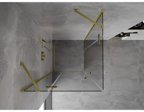 Mexen Mist-H Duo, 2-krídlový výklopný sprchový kút 100 x 100 cm, číre sklo, zlatý matný profil, 8A5-100L-100P-55-00