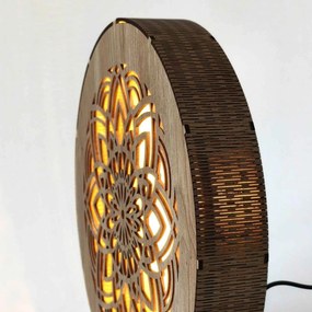 Stmievateľná drevená lampa Mandala | HEARF: HDF - Orech 20 cm 4784-115165 LED0608